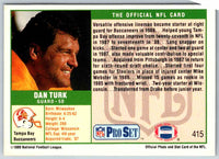 1989 NFL Proset Dan Turk #415