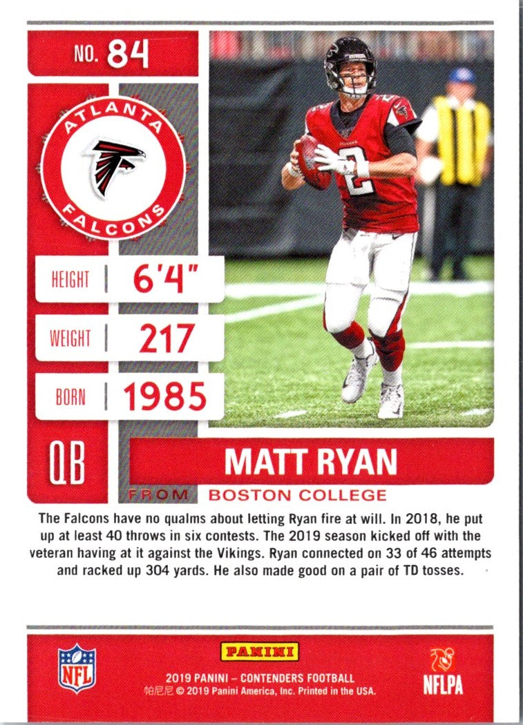 2019 Panini Contenders Matt Ryan