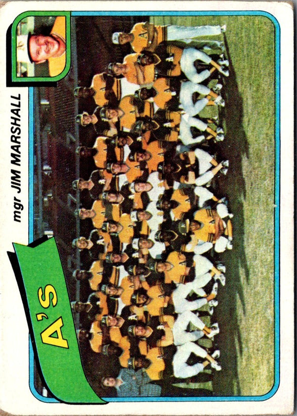 1980 Topps Oakland A's - Jim Marshall #96