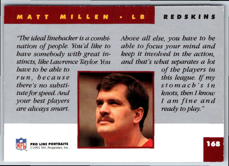 1991 Pro Line Portraits Matt Millen