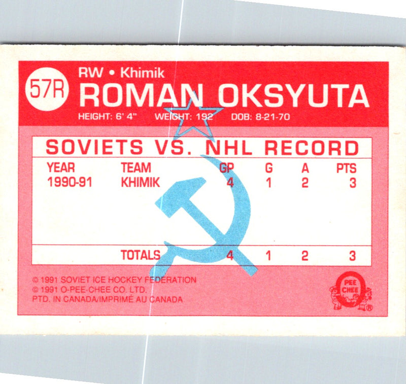 1991 O-Pee-Chee Central Red Army Roman Oksiuta