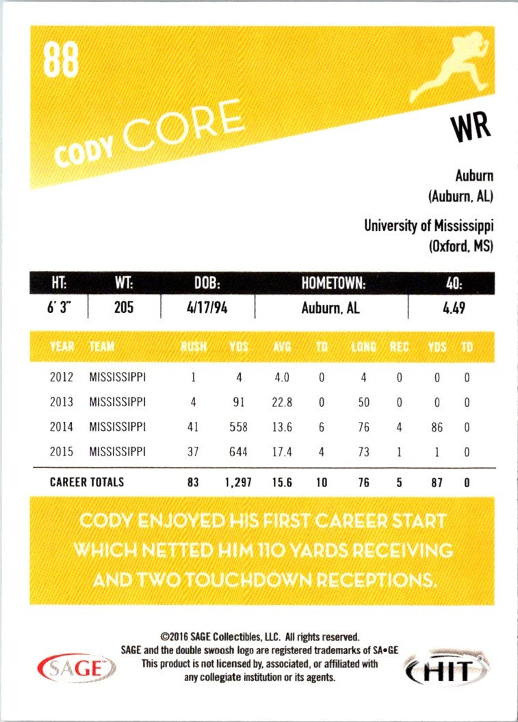 2016 SAGE HIT Cody Core