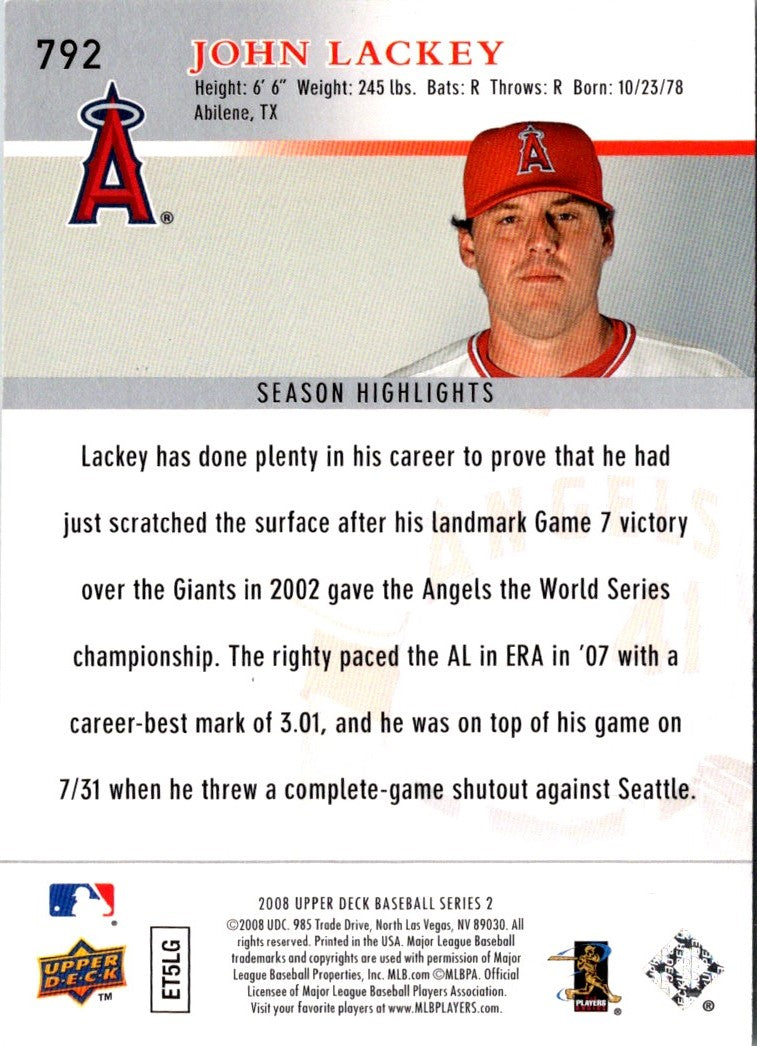 2008 Upper Deck John Lackey