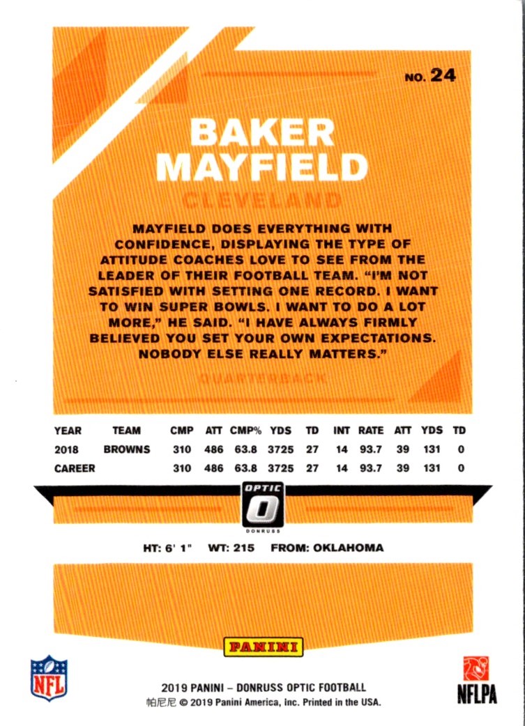 2019 Donruss Optic Baker Mayfield