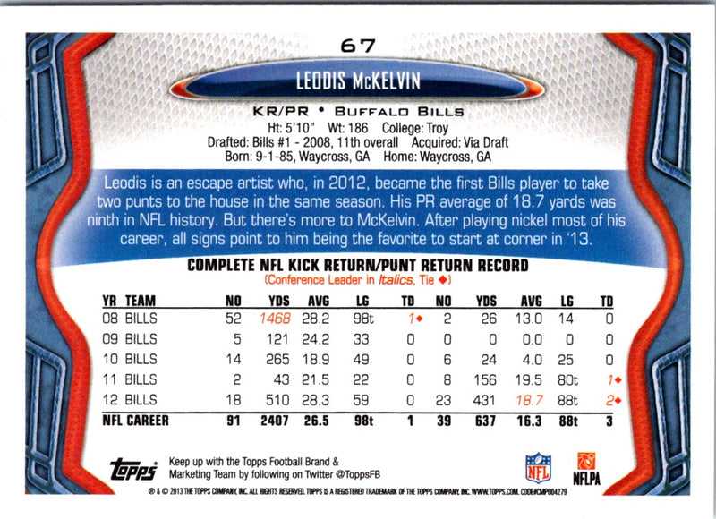 2013 Topps Leodis McKelvin