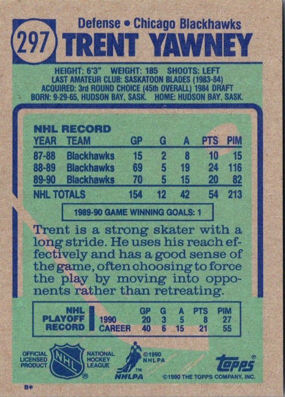 1990 Topps Trent Yawney #297
