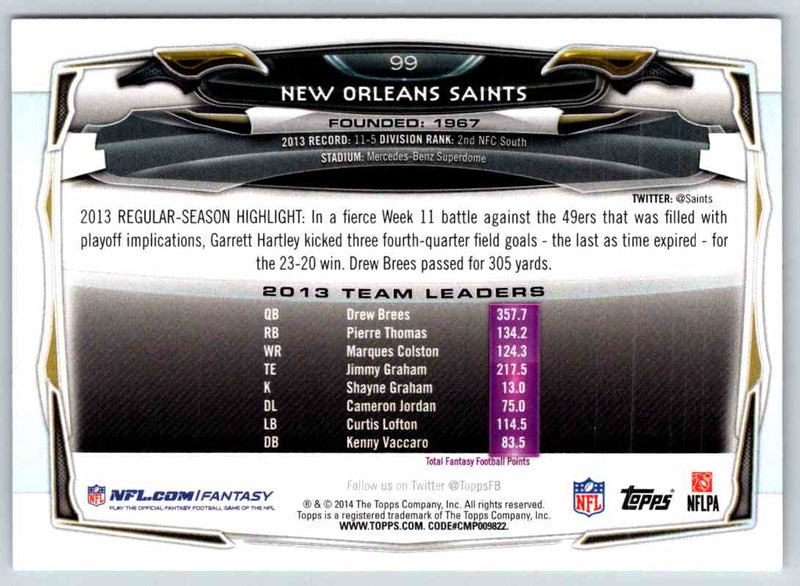 2014 Topps New Orleans Saints