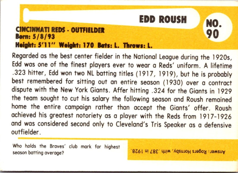 1980 SSPC HOF Edd Roush