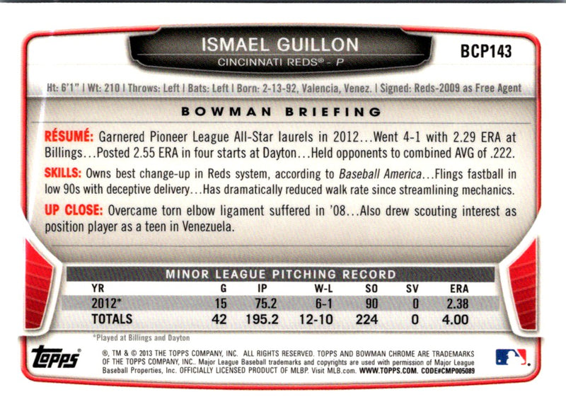 2013 Bowman Chrome Prospects Ismael Guillon