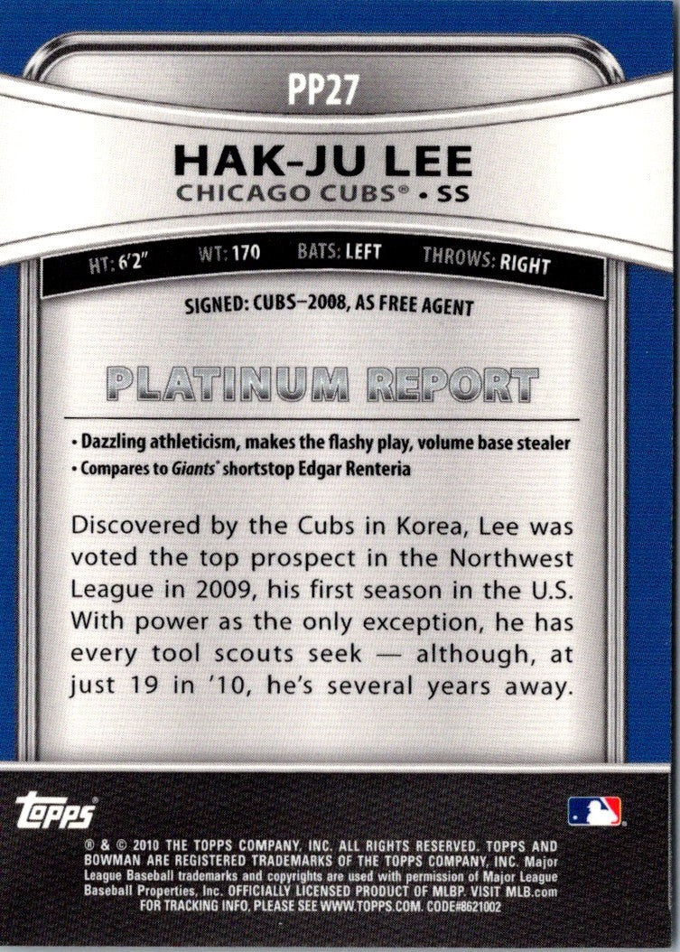 2010 Bowman Platinum Prospects Hak-Ju Lee