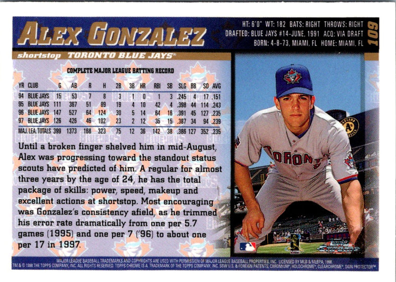 1998 Topps Minted in Cooperstown Alex Gonzalez