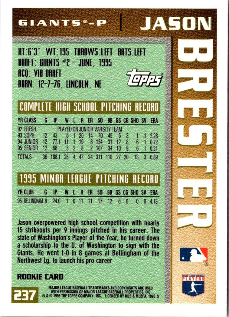 1996 Topps Jason Brester