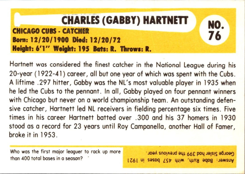 1980 SSPC HOF Gabby Hartnett
