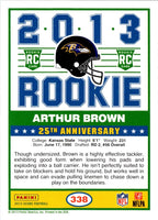 2013 Score Arthur Brown #338 Rookie