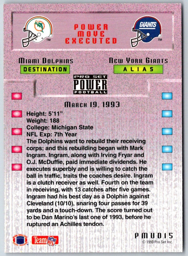 1993 Pro Set Power Update Moves Gold Mark Ingram