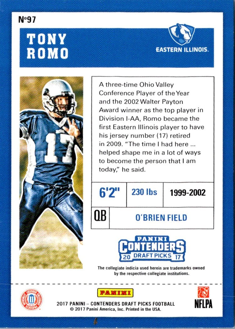 2017 Panini Contenders Draft Picks Tony Romo