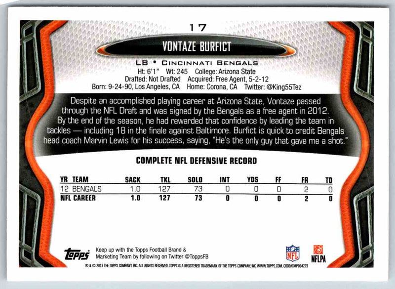 2013 Topps Vontaze Burfict