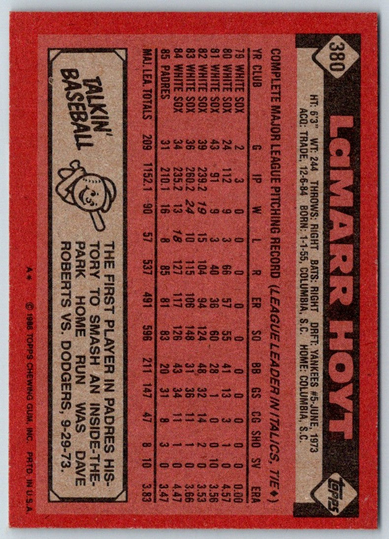 1986 Topps LaMarr Hoyt