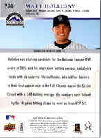 2008 Upper Deck Matt Holliday #798