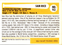 1980 SSPC HOF Sam Rice #93
