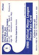 1980 TCMA Utica Blue Jays Sylverio Valdez