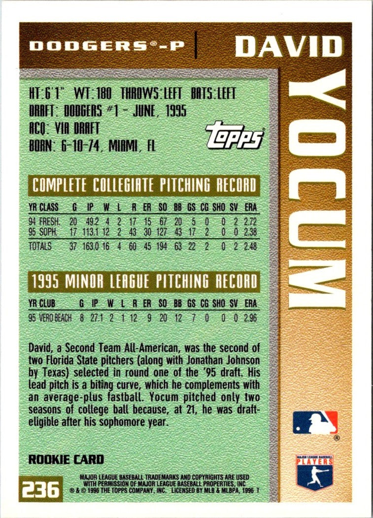 1996 Topps David Yocum