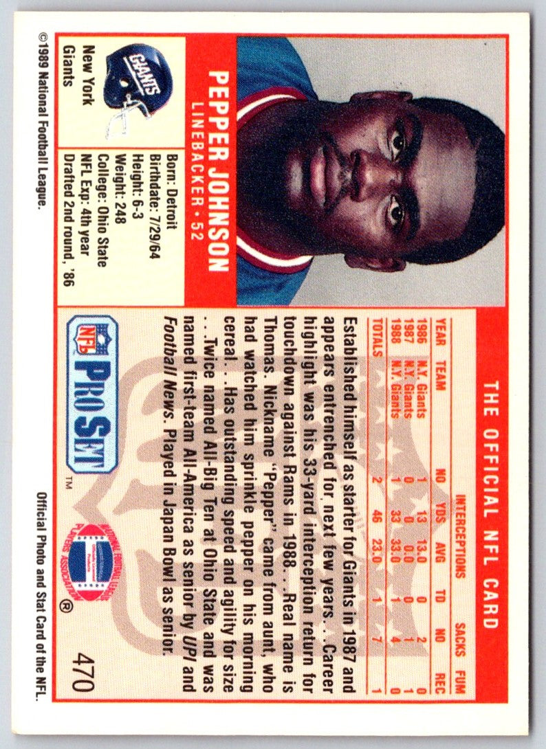 1989 Pro Set Pepper Johnson