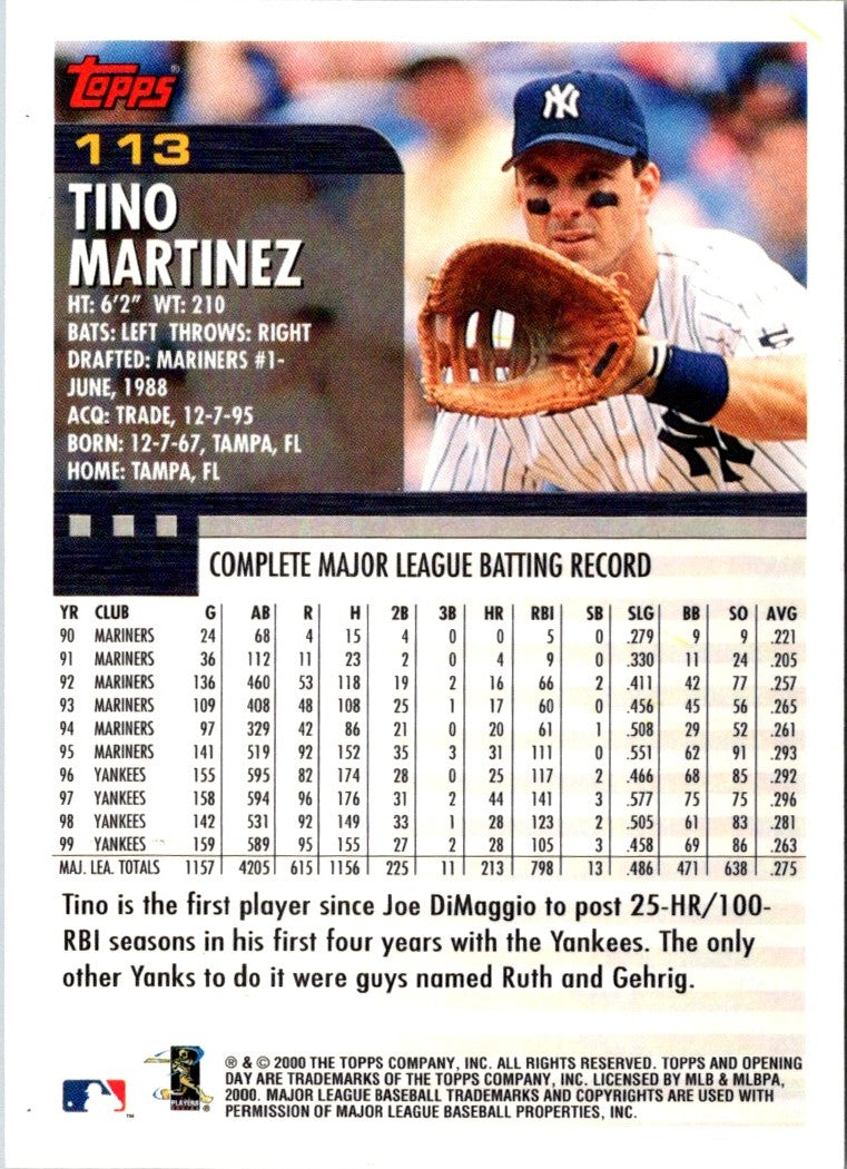 2000 Topps Opening Day Tino Martinez