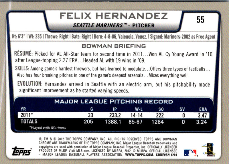 2012 Bowman Chrome Felix Hernandez