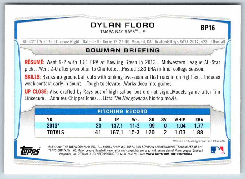 2014 Bowman Dylan Floro