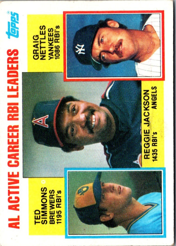 1984 Topps AL Active Career RBI Leaders - Reggie Jackson/Ted Simmons/Graig Nettles ACL #713