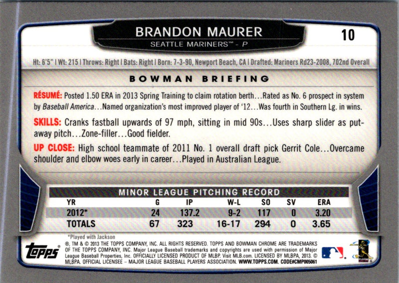 2013 Bowman Chrome Brandon Maurer