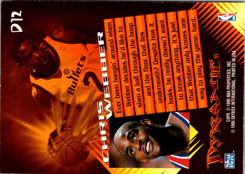 1995 SkyBox Premium Dynamic Chris Webber