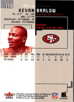 2002 Fleer Box Score Kevan Barlow #112