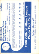 1980 TCMA Albuquerque Dukes John O'Rear