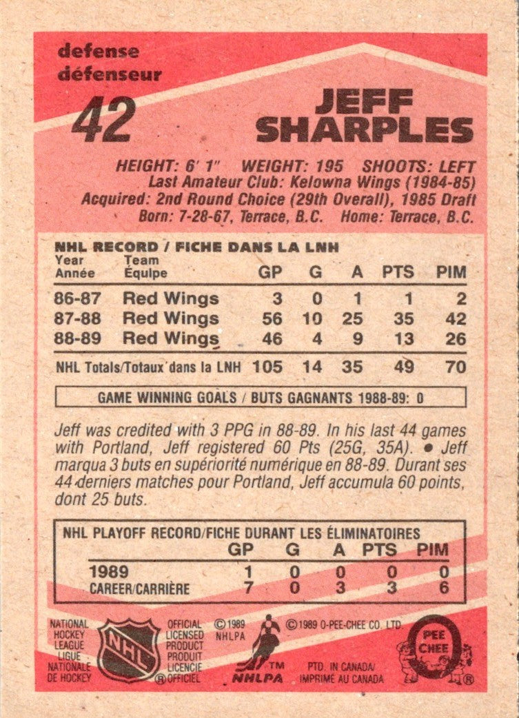 1989 O-Pee-Chee Jeff Sharples