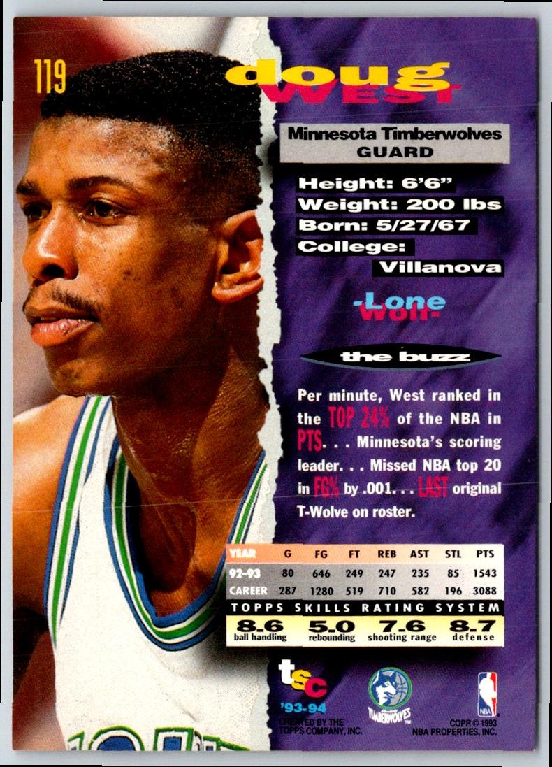 1993 Stadium Club Super Teams NBA Finals Doug West