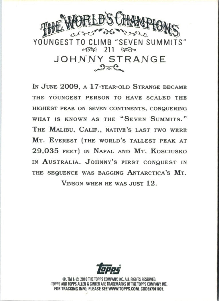 2010 Topps Allen & Ginter Johnny Strange