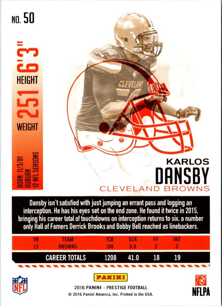 2016 Panini Prestige Karlos Dansby