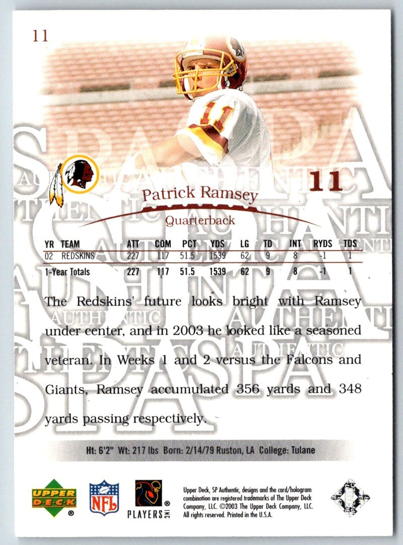 2003 Upper Deck Sweet Spot Patrick Ramsey