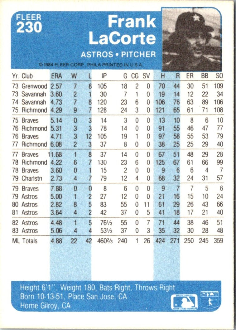 1984 Fleer Frank LaCorte