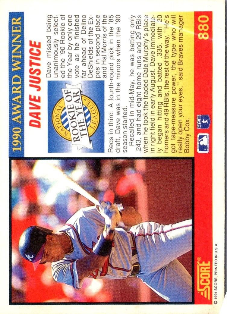 1991 Score Dave Justice