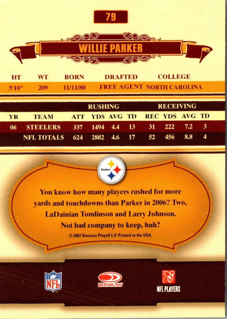 2007 Donruss Classics Willie Parker