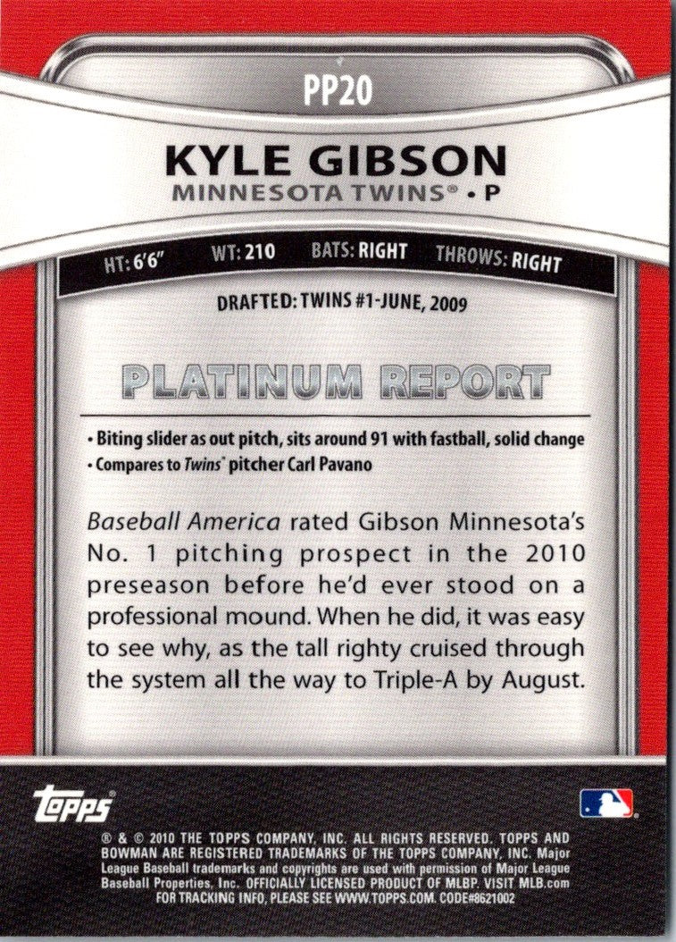 2010 Bowman Platinum Prospects Kyle Gibson