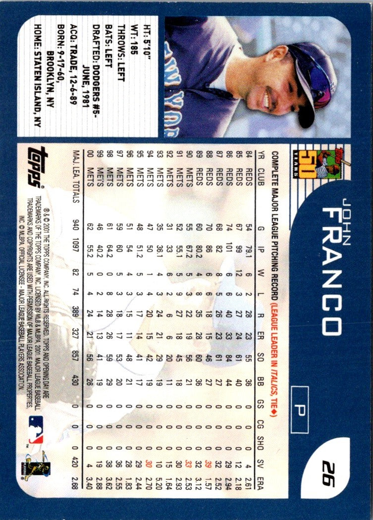 2001 Topps Opening Day John Franco