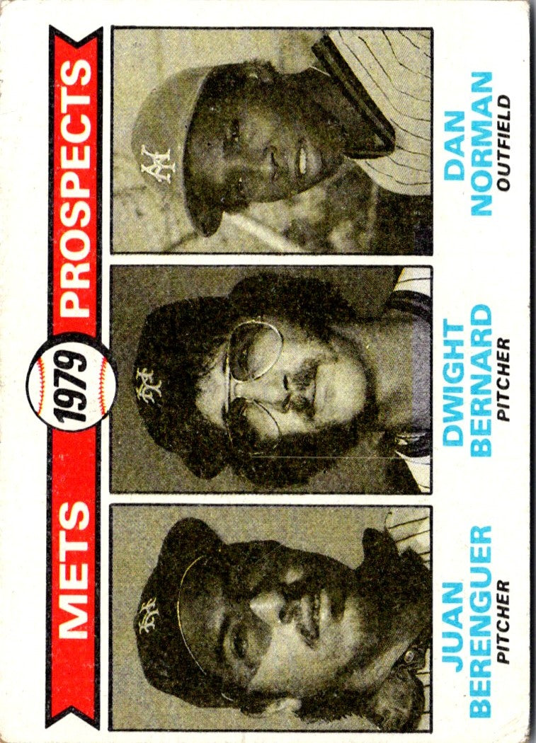 1979 Topps Mets Prospects - Juan Berenguer/Dwight Bernard/Dan Norman