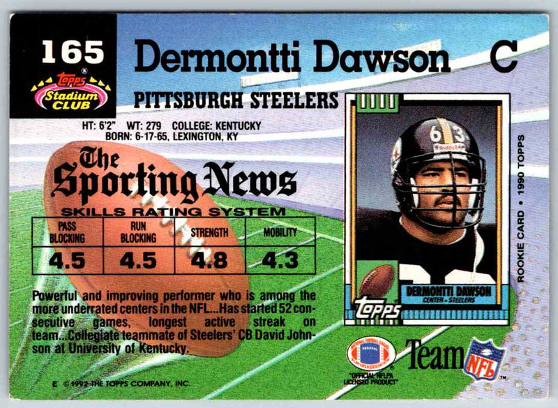 1992 Topps Stadium Club Football Dermontti Dawson