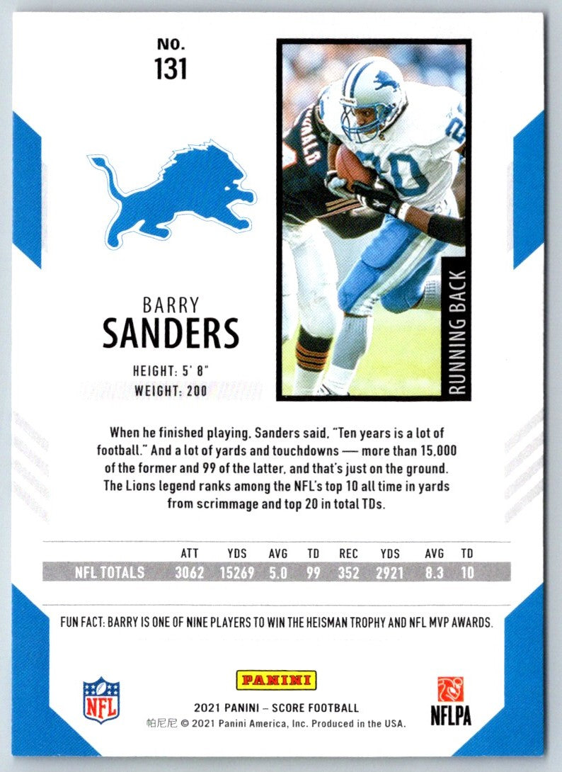 2021 Score Scorecard Barry Sanders