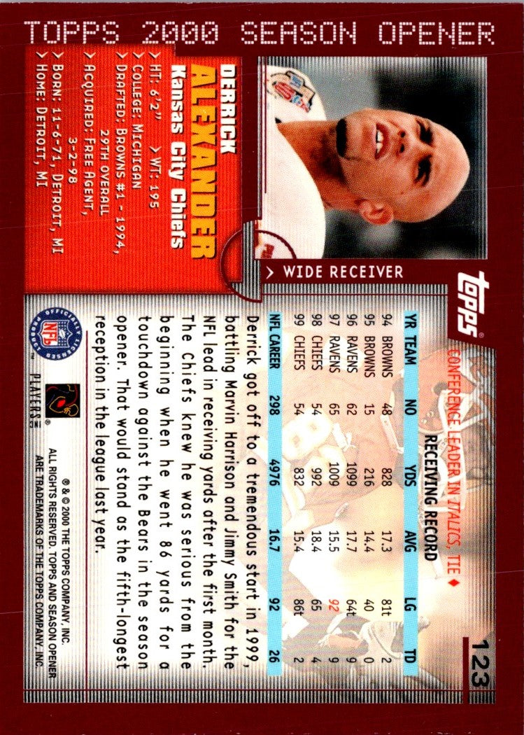 2000 Topps Season Opener Derrick Alexander