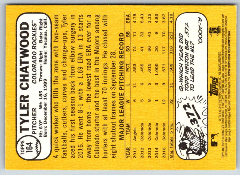 2017 Topps Heritage Tyler Chatwood